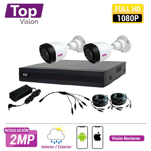 KIT 4X2 TOP402 INCLUYE 1 DVR 4CH XDVR-1004 1080P-LITE + 2 CÁMARAS BULLET 1080P 2MP TCB200 +  2 CABLES 18MTS C/U + FUENTE DE PODER Y DISTRIBUIDORES DE VIDEO. // EL MÁS ECONÓMICO DE MÉXICO