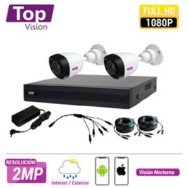 KIT 4X2 TOP402 INCLUYE 1 DVR 4CH XDVR-1004 1080P-LITE + 2 CÁMARAS BULLET 1080P 2MP TCB200 +  2 CABLES 18MTS C/U + FUENTE DE PODER Y DISTRIBUIDORES DE VIDEO. // EL MÁS ECONÓMICO DE MÉXICO