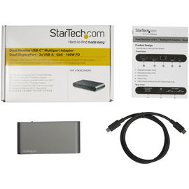 StarTech.com Docking Station USB C para 2 Monitores DisplayPort 4K - con Entrega de Potencia de 100W Passthrough - GbE - Hub Ladrón Concentrador de 2 Puertos USB-A - Dock USB Tipo C para Ordenador Portátil - con Cable de 1m StarTech.com Docking Station USB C para 2 Monitores DisplayPort 4K - con Entrega de Potencia de 100W Passthrough - GbE - Hub Ladrón Concentrador de 2 Puertos USB-A - Dock USB Tipo C para Ordenador Portátil - con Cable de 1m
