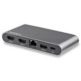 StarTech.com Docking Station USB C para 2 Monitores DisplayPort HDMI 4K - Entrega de Potencia de 100W Passthrough - GbE, Concentrador de 2 Puertos USB-A - Dock USB Tipo-C para Ordenador Portátil con Cable de 1m