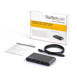 StarTech.com Docking Station USB C para 2 Monitores DisplayPort HDMI 4K - Entrega de Potencia de 100W Passthrough - GbE, Concentrador de 2 Puertos USB-A - Dock USB Tipo-C para Ordenador Portátil con Cable de 1m