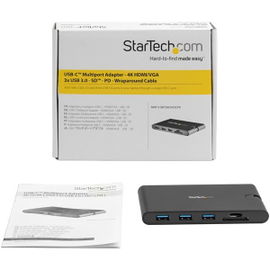 StarTech.com Docking Station USB-C con HDMI y VGA - para Mac y Windows -3x USB 3.0 - SD / micro SD - PD 3.0 - Adaptador USB C a USB 3.0