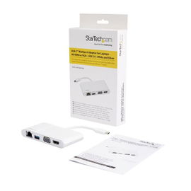 StarTech.com Adaptador Multipuertos USB-C para Ordenadores Portátiles - HDMI o VGA 4K - USB 3.0 - Blanco y Plateado