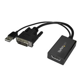 StarTech.com Adaptador DVI a DisplayPort Alimentado por USB - Conversor DVI a DisplayPort - Convertidor DVI-D a DP - 1920x1200