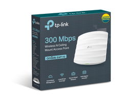 Punto de Acceso Omada, 802.11 b/g/n (2.4 GHz), hasta 300 Mbps, alimentación PoE pasivo, para montaje en techo, soporta hasta 50 clientes.