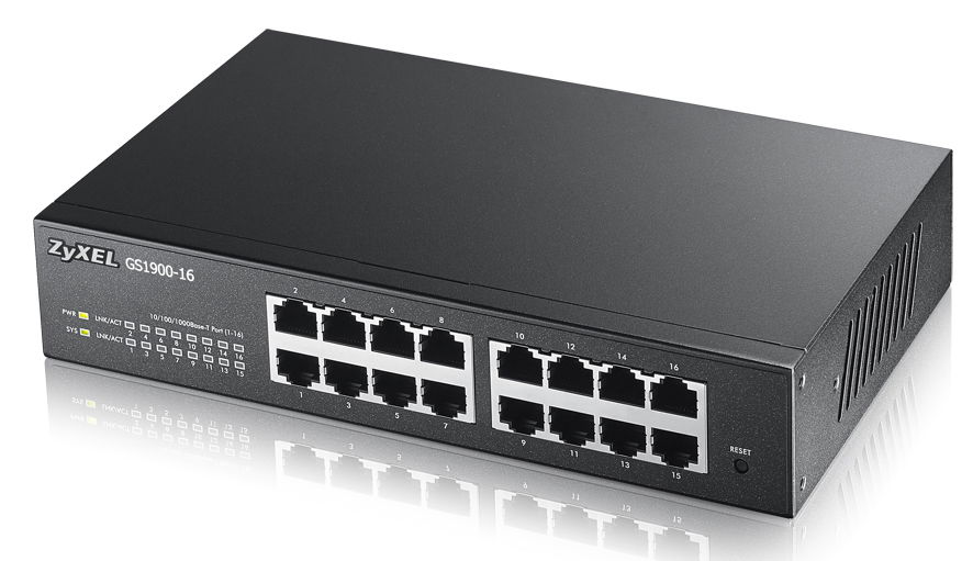 ZyXEL GS1900-16 - Switch - smart - 16 x 10/100/1000 - desktop, rack-mountable, wall-mountable
