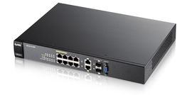SWITCH ZYXEL GS2210-8HP 8 PUERTOS RJ45 10/100/1000 Mbps con POE AF/AT + 2 PUERTOS COMBO RJ45/SFP 1000 Mbps ADMINISTRABLE-L2 ENERGIA TOTAL 180W NO ES COMPATIBLE CON NEBULA