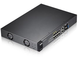 SWITCH ZYXEL GS2210-8HP 8 PUERTOS RJ45 10/100/1000 Mbps con POE AF/AT + 2 PUERTOS COMBO RJ45/SFP 1000 Mbps ADMINISTRABLE-L2 ENERGIA TOTAL 180W NO ES COMPATIBLE CON NEBULA