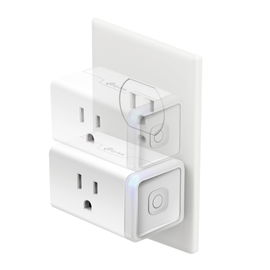 Mini tomacorriente inteligente Wi-Fi, 100 - 120V~, 50/60Hz, 15.0A, compatible con Amazon Alexa y Google Assistant, color blanco.