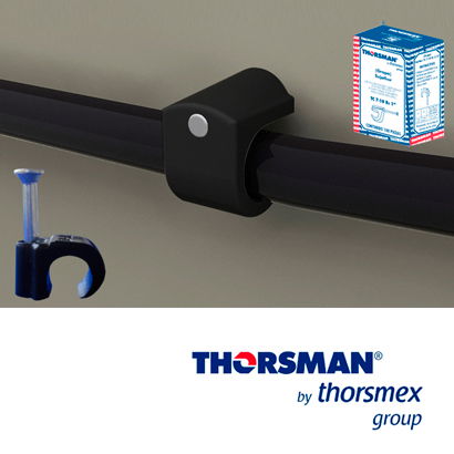 GRAPAS REFORZADA SUJETHOR THORSMAN 3103-00300 TC 7-10 Rc 3/4pulg CAJA /100PZAS NEGRO, IDEAL PARA CABLE UTP, CLAVO GALVANIZADO, GRAPA DE POLIETILENO, RESISTENTE AL IMPACTO, CORROSIÓN, HUMEDAD Y CLIMAS EXTREMOS