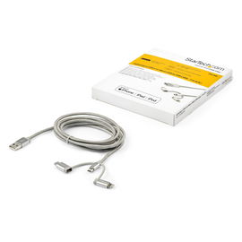StarTech.com Cable de 2m USB Multi Carga - Lightning, USB C, Micro USB - Cable para Smartphone USB Tipo C