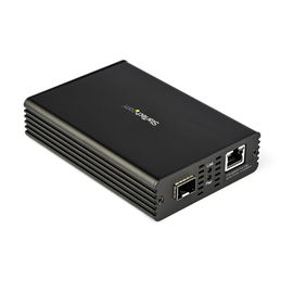 StarTech.com Conversor de Medios Ethernet de Fibra a RJ45 para Redes NBASE-T de 1/2,5/5/10Gbps - para Fibra Monomodo y Multimodo a Red de Cobre Ethernet - Puente para Redes de Fibra a Cobre