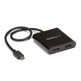 StarTech.com 2-Port Multi Monitor Adapter, USB-C to 2x HDMI Video Splitter, USB Type-C DP Alt Mode to HDMI MST Hub, Dual 4K 30Hz or 1080p 60Hz, Compatible with Thunderbolt 3, Windows Only - Multi Stream Transport (MSTCDP122HD) - Cable adaptador - 24 