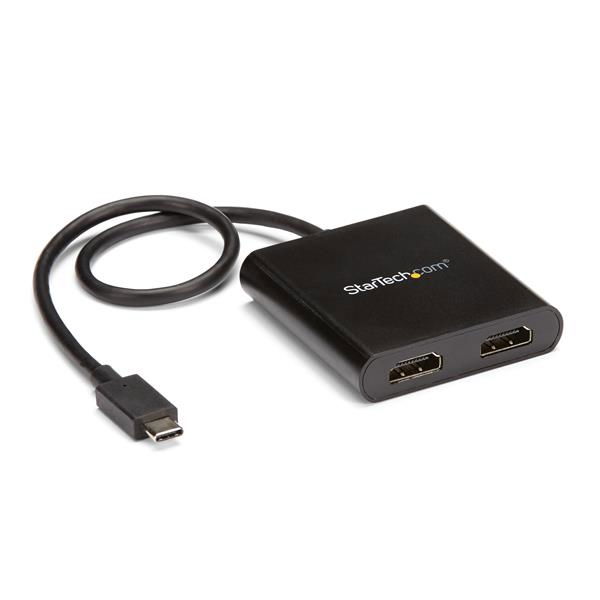 StarTech.com 2-Port Multi Monitor Adapter, USB-C to 2x HDMI Video Splitter, USB Type-C DP Alt Mode to HDMI MST Hub, Dual 4K 30Hz or 1080p 60Hz, Compatible with Thunderbolt 3, Windows Only - Multi Stream Transport (MSTCDP122HD) - Cable adaptador - 24 StarTech.com 2-Port Multi Monitor Adapter, USB-C to 2x HDMI Video Splitter, USB Type-C DP Alt Mode to HDMI MST Hub, Dual 4K 30Hz or 1080p 60Hz, Compatible with Thunderbolt 3, Windows Only - Multi Stream Transport (MSTCDP122HD) - Cable adaptador - 24