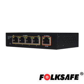 SWITCH POE 5FAST/4POE + 1 PTO NO-ADMINISTRABLE FOLKSAFE FS-S1004EP-E DATOS Y ALIMENTACIÓN HASTA 250M 60WATTS