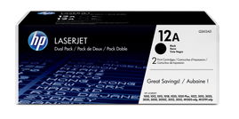 HP 12A - Paquete de 2 - negro - original - LaserJet - cartucho de tóner (Q2612AD) - para LaserJet 1010, 1012, 1015, 1018, 1020, 1022, 3015, 3020, 3030, 3050, 3052, 3055, M1005