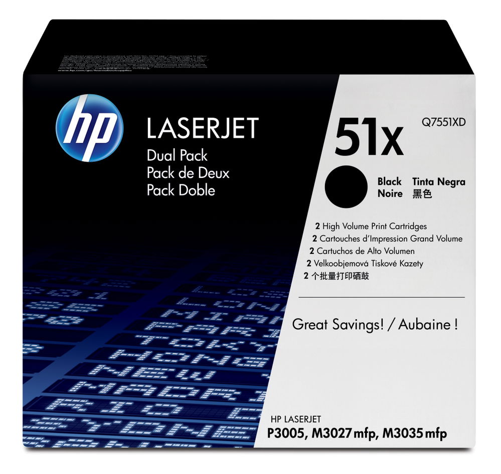 TONER HP 51X DUO BLACK P3005 M3027 M Q7551XD 882780389069 TONER HP 51X DUO BLACK P3005 M3027 M Q7551XD 882780389069