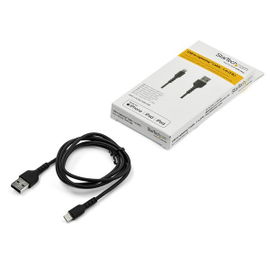 StarTech.com Cable Resistente USB-A a Lightning de 1 m Negro - Cable de Alimentación y Sincronización USB Tipo A a Lightning con Fibra de Aramida Robusta - Con Certificación MFi de Apple - iPad/iPhone 12