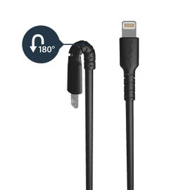 StarTech.com Cable Resistente USB-A a Lightning de 2 m Negro - Cable de Alimentación y Sincronización USB Tipo A a Lightning con Fibra de Aramida Robusta - Con Certificación MFi de Apple - iPad/iPhone 12