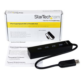 StarTech.com Adaptador Concentrador Hub Ladrón USB 3.0 Super Speed 4 Puertos Salidas Portátil para Laptop Ordenador - Negro - Hub - 4 x SuperSpeed USB 3.0 - sobremesa - para P/N: FCREADMICRO3, MSDREADU3CA