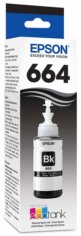Epson T664 - 70 ml - negro - recarga de tinta - para Epson L110, L200, L310, L380, L395, L495, L575, L606, L655, L656, L1300, L1455